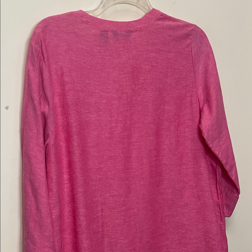 Lands' End Linen Blend Vibrant Hot Pink Tunic - Picture 9 of 10